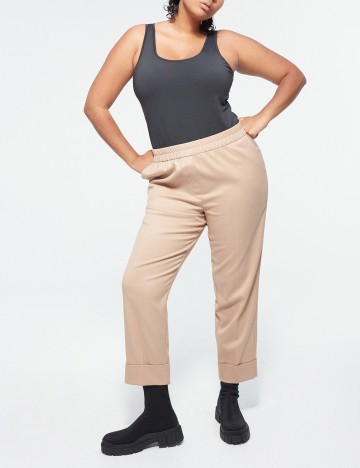 Pantaloni Reserved Plus Size, maro deschis