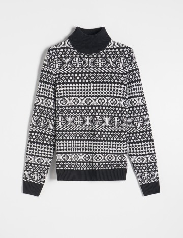 Pulover Reserved, negru/alb