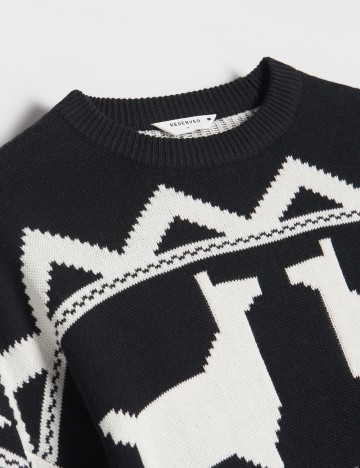 Pulover Reserved, negru/alb