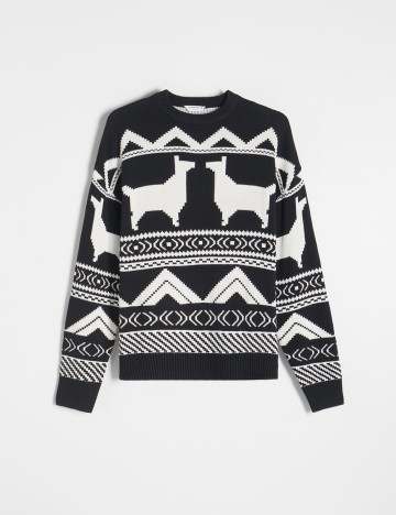Pulover Reserved, negru/alb