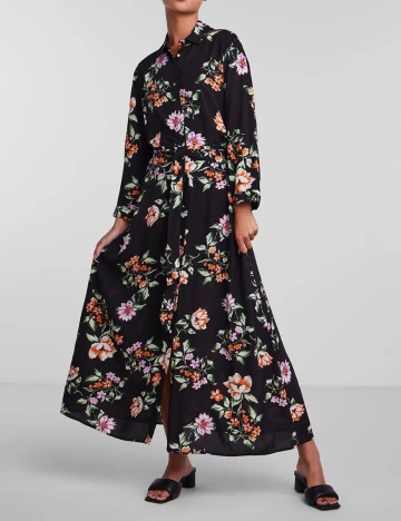 Rochie lunga Pieces, negru