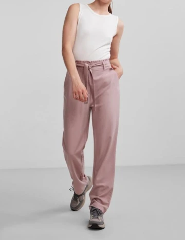 Pantaloni Pieces, roz pudra