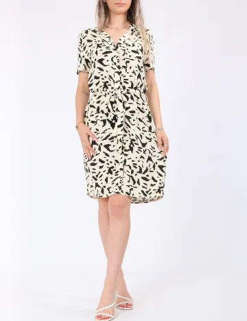 Rochie scurta Vila, crem/negru