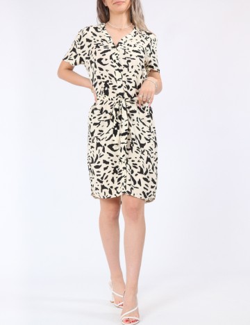 Rochie scurta Vila, crem/negru