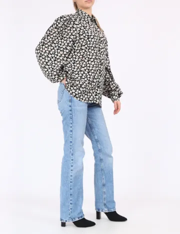 Camasa Pieces, negru floral Negru