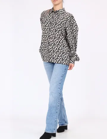 Camasa Pieces, negru floral Negru