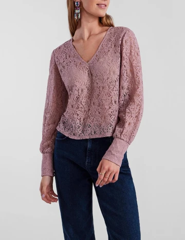 Bluza Pieces, roz pudra