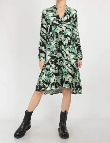 Rochie scurta Pieces, negru/verde