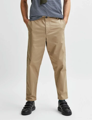 Pantaloni Selected, maro deschis