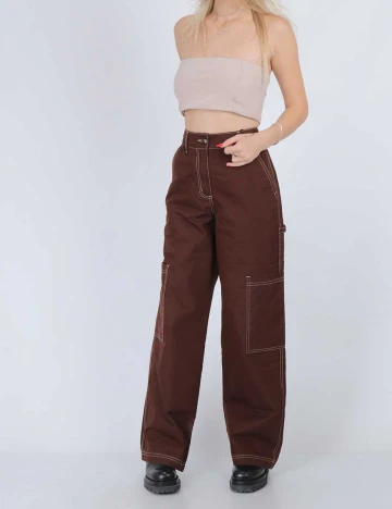 Pantaloni b.young, maro