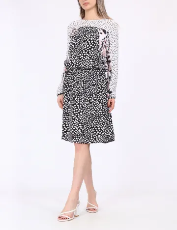 Rochie scurta Bon a Parte, alb-negru
