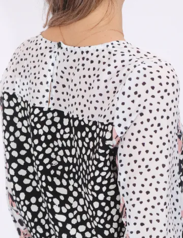 Rochie scurta Bon a Parte, alb-negru