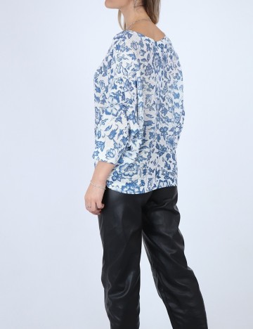 Bluza Fransa, alb/albastru