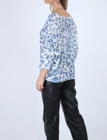 Bluza Fransa, alb/albastru