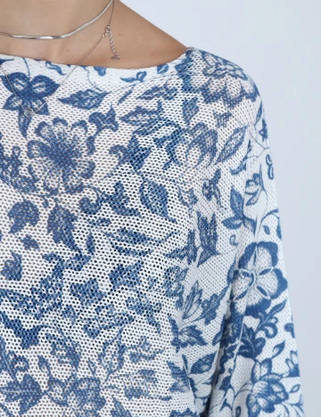 Bluza Fransa, alb/albastru
