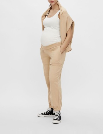 Pantaloni PIECES MATERNITY, bej