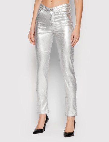 Pantaloni Guess, argintiu