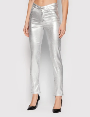 Pantaloni Guess, argintiu