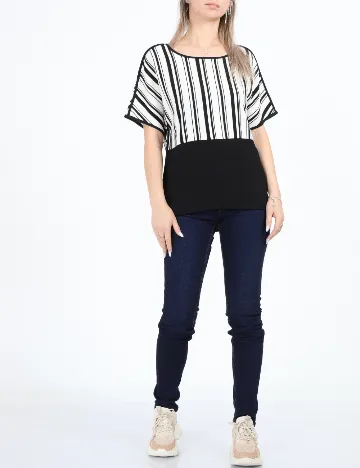 Bluza Fransa, alb/negru Negru