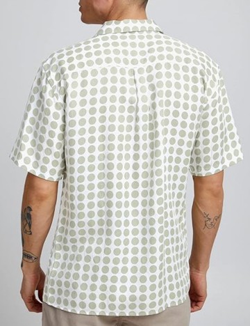 Camasa Casual Friday, alb/verde