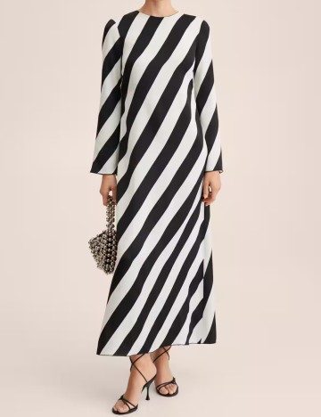 Rochie lunga Mango, alb-negru