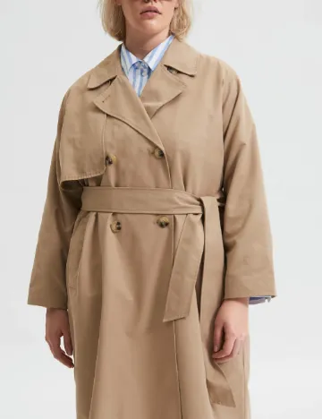 Trench Selected Femme Plus Size, maro