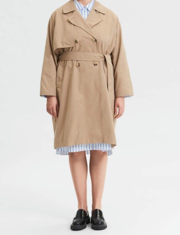 Trench Selected Femme Plus Size, maro