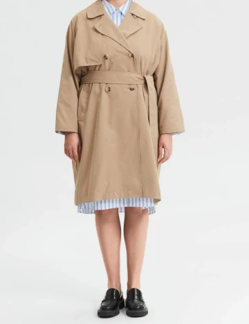 Trench Selected Femme Plus Size, maro