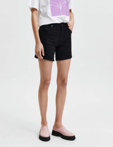 Pantaloni scurti Selected Femme, negru
