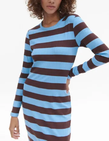 Rochie medie Reserved, albastru/maro