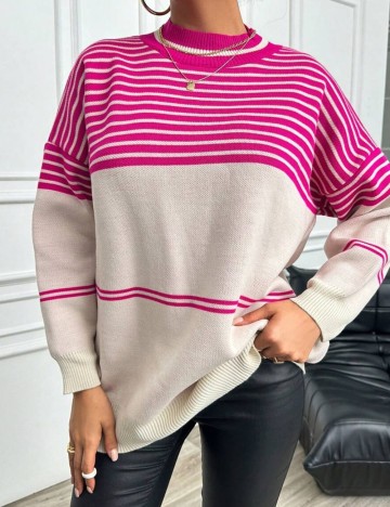 Pulover Oversize SHEIN, crem/roz