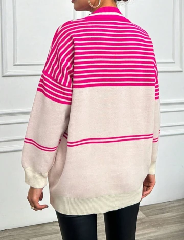 Pulover Oversize SHEIN, crem/roz