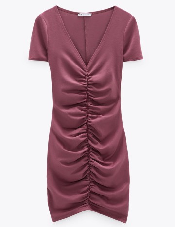 Rochie Zara, roz pudra inchis, S