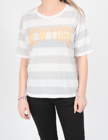 Tricou American Eagle, gri/alb