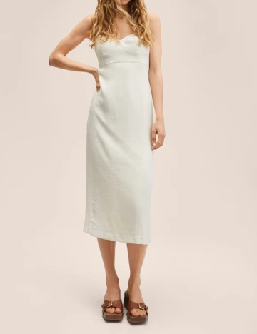 Rochie medie Mango, ecru