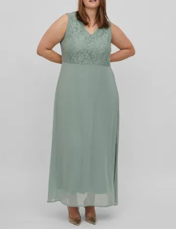 Rochie lunga Plus Size EVOKED VILA, verde Verde