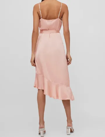 Rochie medie Vila, roz pudra