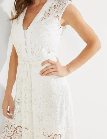 Rochie lunga Guess, alb