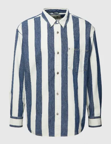 Camasa Oversize Levi S, alb/albastru