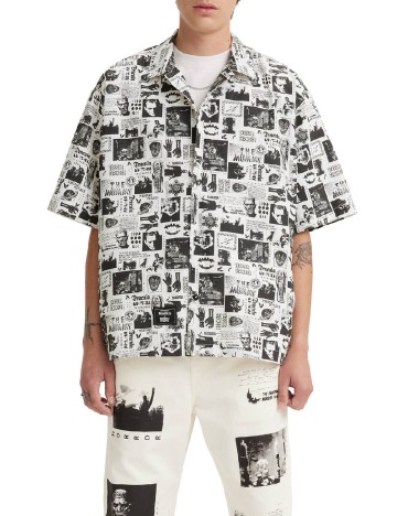 Camasa Oversize Levi S, alb/negru