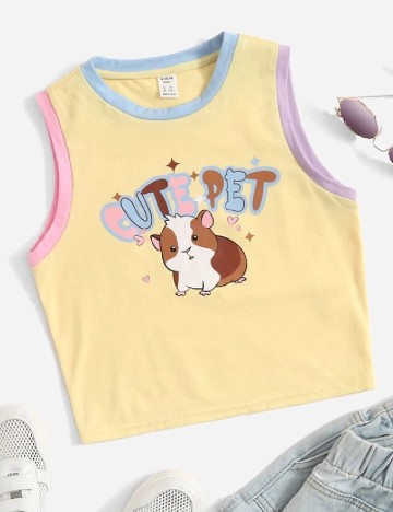 Top Shein Kids, galben