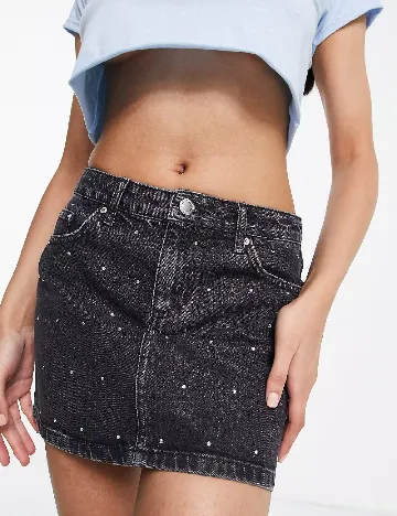 Fusta Miss Selfridge, gri inchis