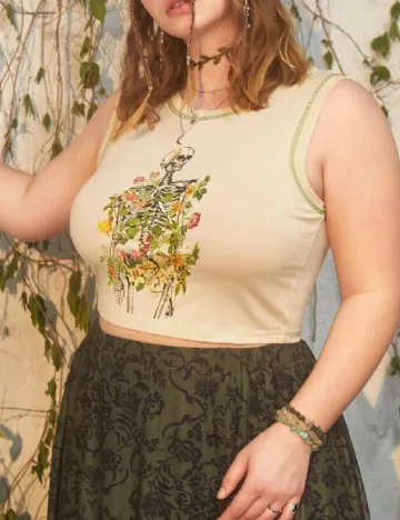 Top Romwe Plus Size, crem