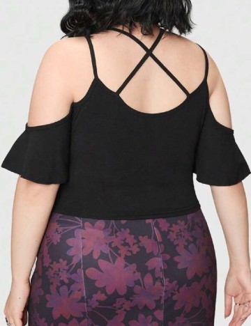 Top Romwe Plus Size, negru