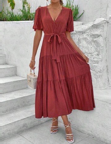 Rochie medie SHEIN, caramiziu