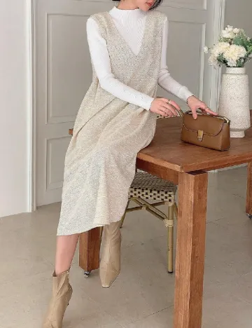 Rochie medie Dazy, crem Crem