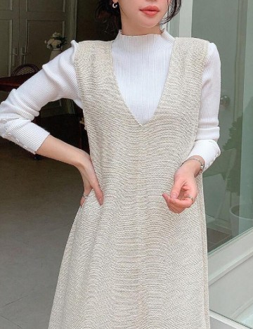 Rochie medie Dazy, crem