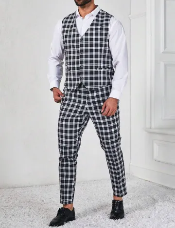 Costum SHEIN Plus Size Men, negru/alb