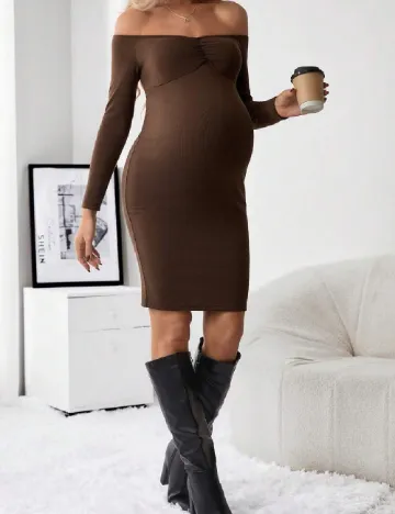 Rochie scurta SHEIN Maternity, maro