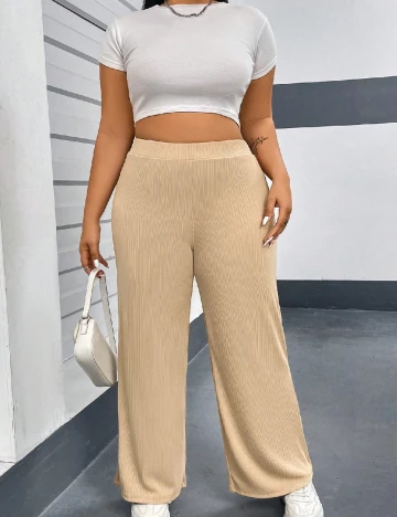 Pantaloni SHEIN CURVE, crem Crem